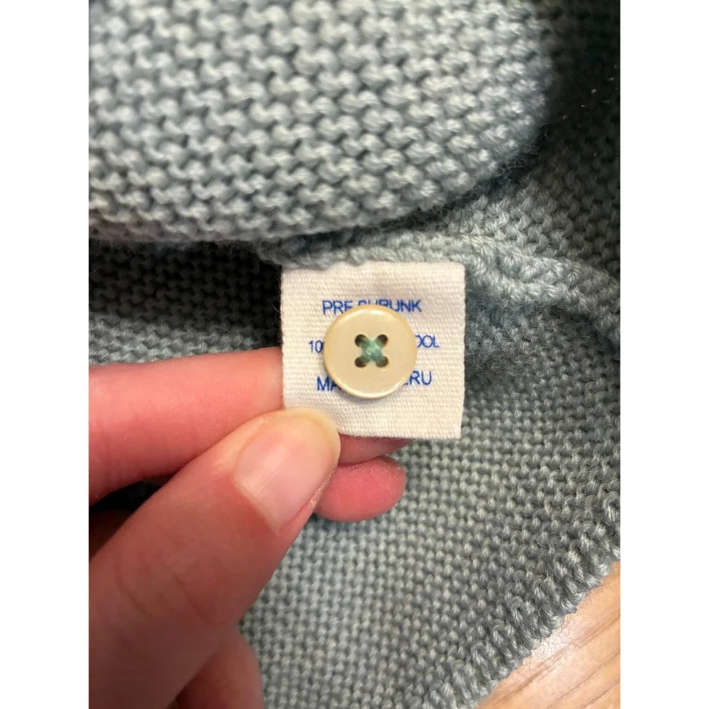 Oso & Me Pat Jacket Dusty Green 100% Wool Garter Stitch Cardigan 24m